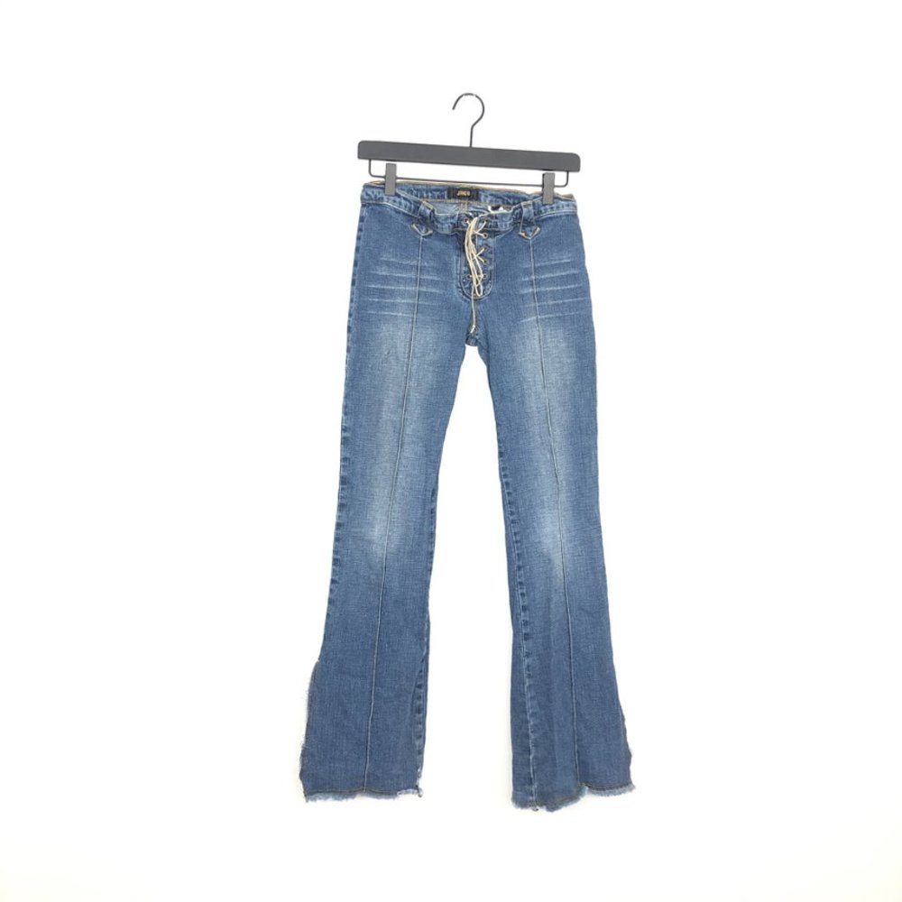 JNCO Vintage Corset Tie Up Flare Jeans Bell Bottom - Picture 1 of 13